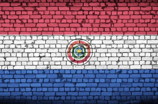 Paraguay Zászlót Festettek Egy Régi Téglafalra — Stock Fotó