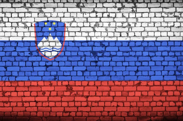 Slovenia Flag Painted Old Brick Wall — Stock Photo, Image