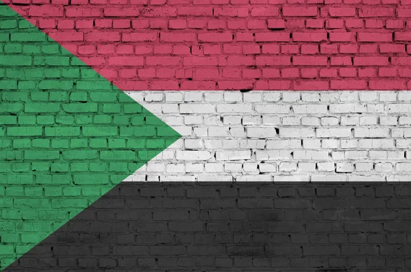 Bandeira Sudão Pintada Uma Parede Tijolo Velho — Fotografia de Stock