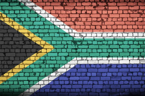 Bandera Sudáfrica Está Pintado Una Pared Ladrillo Viejo — Foto de Stock