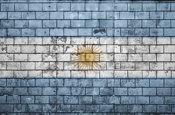 Bendera Argentina Dicat Dinding Bata Tua — Stok Foto