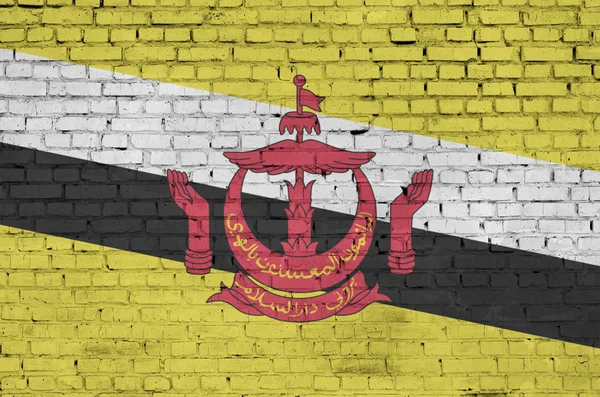 Bandiera Del Brunei Darussalam Dipinta Vecchio Muro Mattoni — Foto Stock