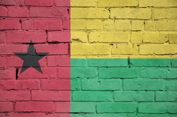 Guinea Bissau Flagge Wird Auf Eine Alte Ziegelwand Gemalt — Stockfoto