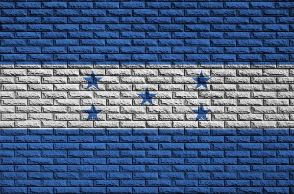 Bandeira Honduras Pintada Uma Parede Tijolo Velho — Fotografia de Stock