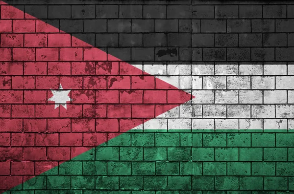 Bandera Jordania Está Pintado Una Pared Ladrillo Viejo —  Fotos de Stock