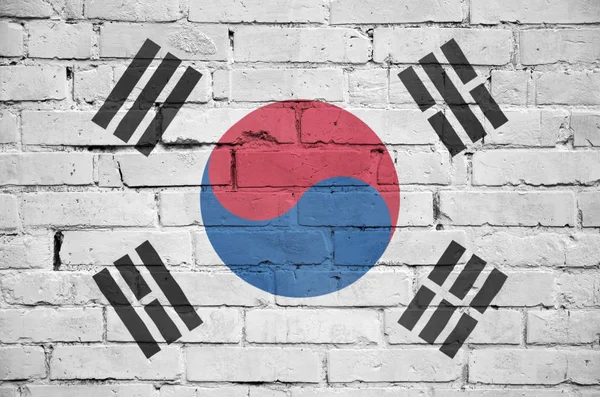 Bandera Corea Del Sur Está Pintado Una Pared Ladrillo Viejo — Foto de Stock