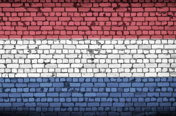 Голландський Прапор Намальований Старій Цегляній Стіні — стокове фото