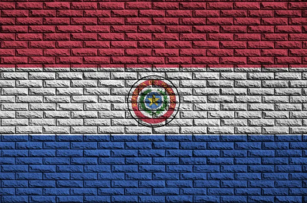 Bandeira Paraguai Pintada Uma Parede Tijolo Velho — Fotografia de Stock