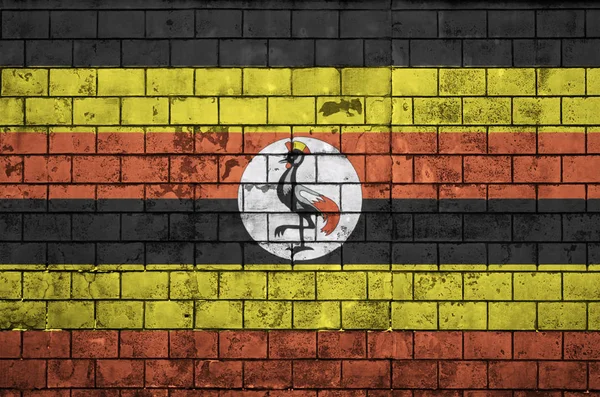 Uganda Flag Painted Old Brick Wall — Stock Photo, Image