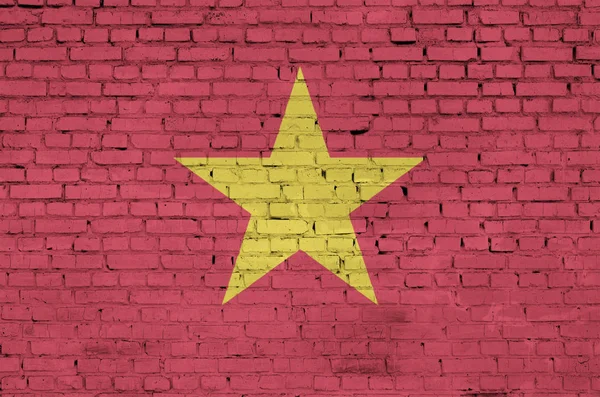 Σημαία Του Βιετνάμ Είναι Βαμμένη Ένα Παλιό Τοίχο Από Τούβλα — Φωτογραφία Αρχείου