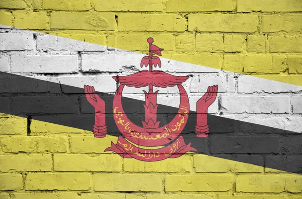 Bandera Brunei Darussalam Está Pintada Sobre Una Vieja Pared Ladrillo — Foto de Stock