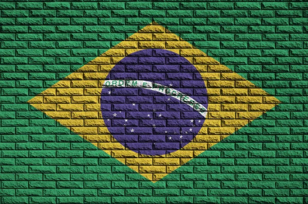 Бразильський Прапор Намальований Старій Цегляній Стіні — стокове фото