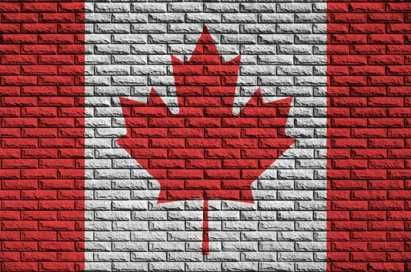 Kanada Flagge Auf Eine Alte Ziegelwand Gemalt — Stockfoto