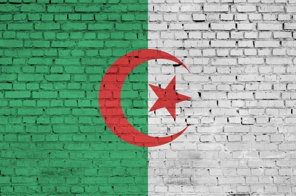 Alžírsko Vlajka Namalovaný Starou Cihlovou Zeď — Stock fotografie
