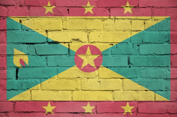 Флаг Гренады Нарисован Старой Кирпичной Стене — стоковое фото