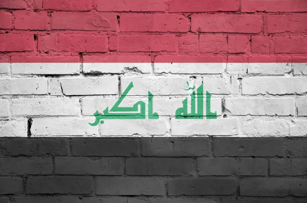 Bandeira Iraque Pintada Uma Antiga Parede Tijolos — Fotografia de Stock