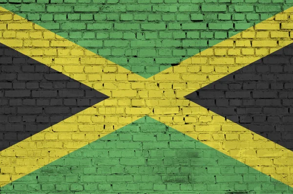 Bandera Jamaica Está Pintada Sobre Una Vieja Pared Ladrillo — Foto de Stock