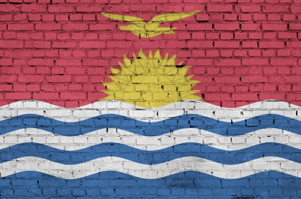 Drapeau Kiribati Est Peint Sur Vieux Mur Briques — Photo