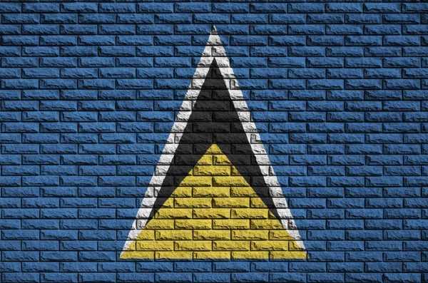 Saint Lucia Zászló Pingált Egy Régi Tégla Fal — Stock Fotó