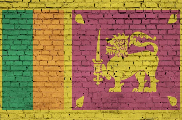 Bandera Sri Lanka Está Pintada Una Vieja Pared Ladrillo — Foto de Stock