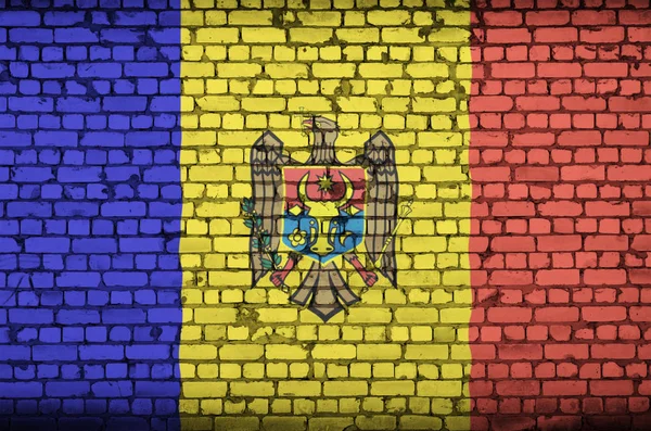 Прапор Молдови Намальований Старій Цегляній Стіні — стокове фото