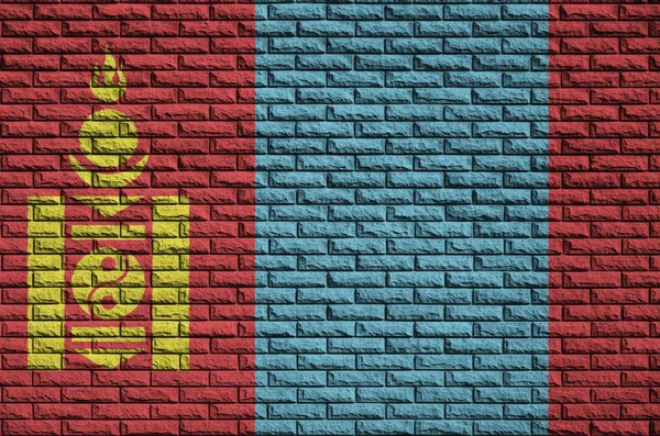 モンゴル国旗は古いレンガの壁に描かれている — ストック写真