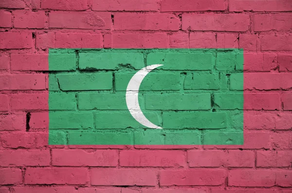 Σημαία Των Μαλδίβων Είναι Ζωγραφισμένες Πάνω Ένα Παλιό Τοίχο Από — Φωτογραφία Αρχείου