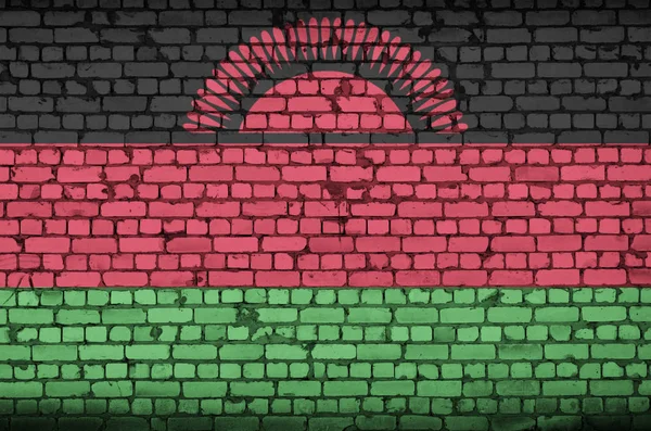 Bandeira Malawi Pintada Uma Parede Tijolo Velho — Fotografia de Stock