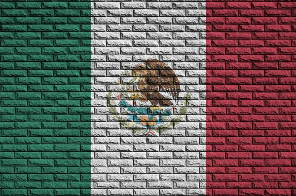 Mexiko Flagge Auf Alte Ziegelmauer Gemalt — Stockfoto