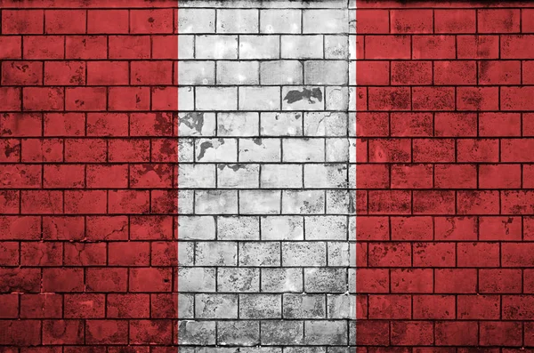 Bandeira Peru Pintada Uma Parede Tijolo Velho — Fotografia de Stock