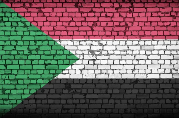 Флаг Судана Нарисован Старой Кирпичной Стене — стоковое фото