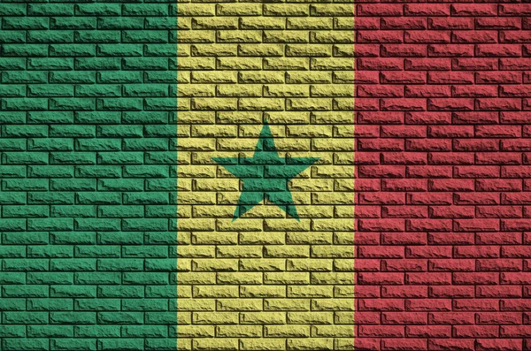 Senegal Flagge Auf Eine Alte Ziegelwand Gemalt — Stockfoto