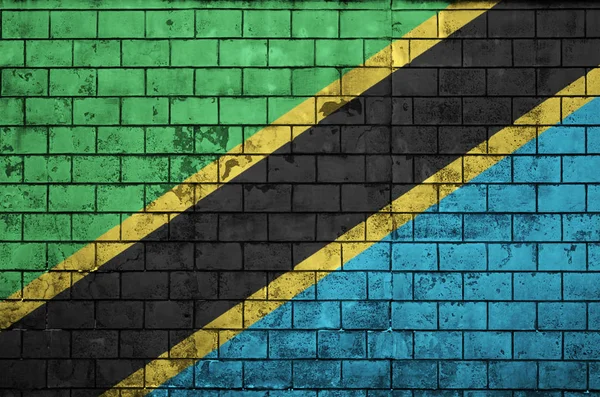 Tanzania Flag Painted Old Brick Wall — Stock Photo, Image