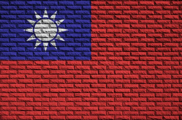 Tayvan Bayrağı Eski Bir Tuğla Duvara Boyanmış — Stok fotoğraf