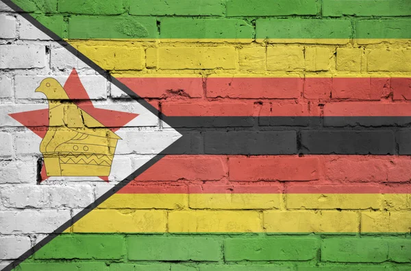 Zimbabwe Bandiera Dipinta Vecchio Muro Mattoni — Foto Stock