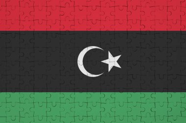 Libya bayrağı katlanmış bir bulmaca tasvir