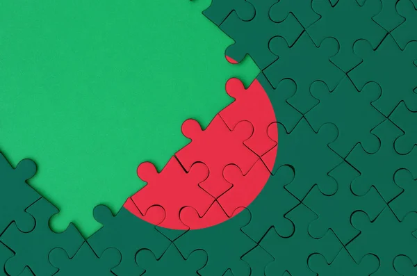 Bangladesh Flagge Ist Auf Einem Abgeschlossenen Puzzle Mit Freiem Grünen — Stockfoto