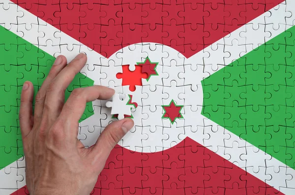 Die Burundische Flagge Ist Auf Einem Puzzle Abgebildet Das Die — Stockfoto