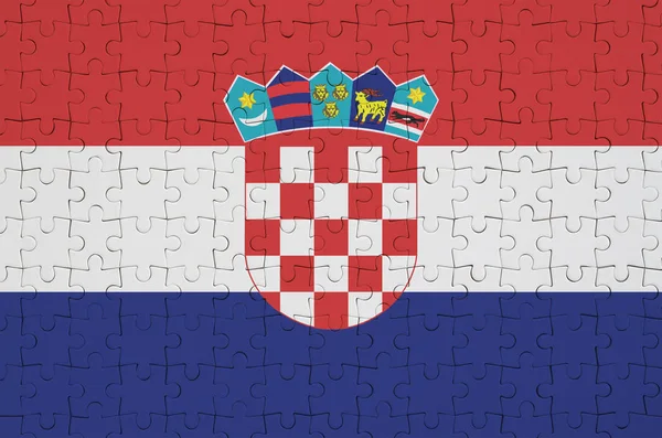 Drapeau Croatie Est Représenté Sur Puzzle Plié — Photo