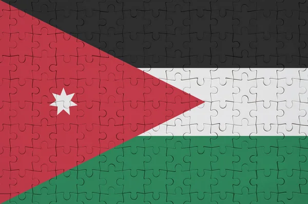 Bandera Jordania Representa Rompecabezas Doblado —  Fotos de Stock