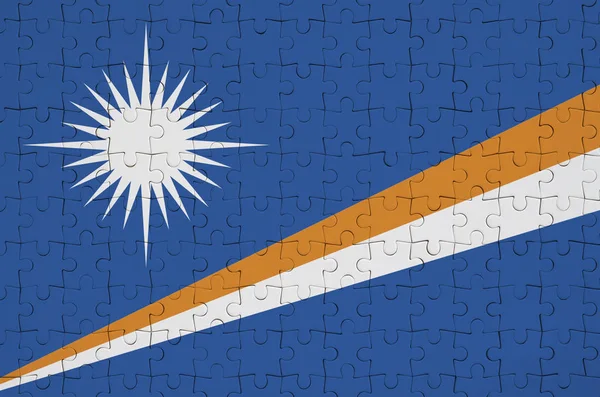 Marshallöarnas Flagga Avbildad Ett Vikta Pussel — Stockfoto