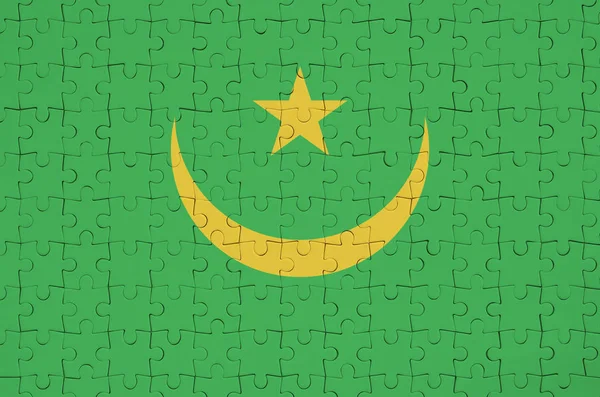 Flaga Mauretanii Przedstawiony Jest Składane Puzzle — Zdjęcie stockowe