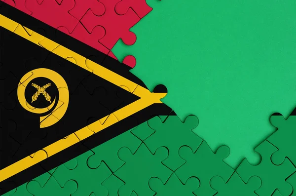 Bandera Vanuatu Representa Rompecabezas Completado Con Espacio Libre Copia Verde — Foto de Stock