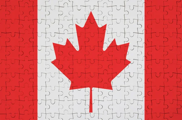 Drapeau Canada Est Représenté Sur Puzzle Plié — Photo
