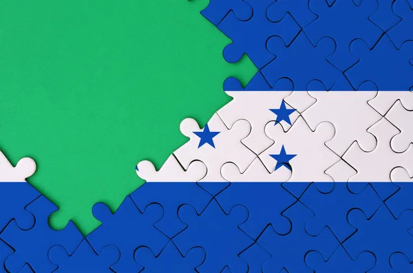 Σημαία Της Ονδούρας Απεικονίζεται Ένα Ολοκληρωμένο Παζλ Δωρεάν Αντίτυπο Πράσινο — Φωτογραφία Αρχείου