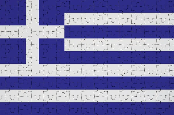 Bandeira Grécia Retratada Quebra Cabeça Dobrado — Fotografia de Stock
