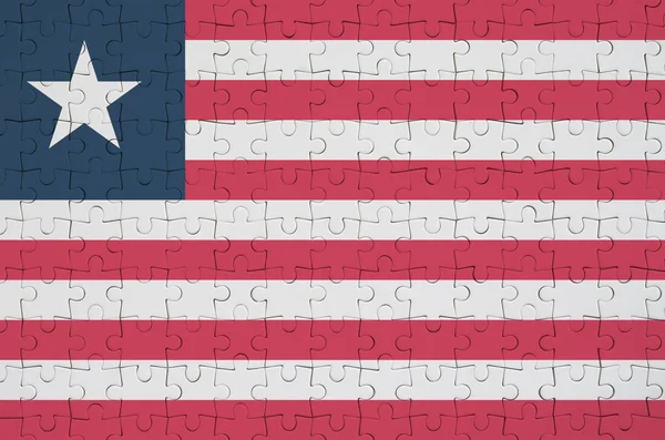 Bandera Liberia Representa Rompecabezas Doblado —  Fotos de Stock