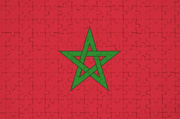 Vlag Van Marokko Afgebeeld Een Gevouwen Puzzel — Stockfoto