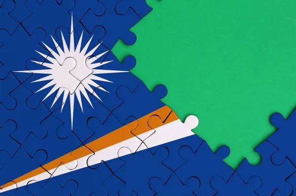 Bandera Las Islas Marshall Representa Rompecabezas Completado Con Espacio Libre —  Fotos de Stock