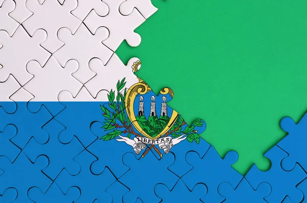 Прапор Сан Марино Зображений Завершено Головоломки Безкоштовну Копію Зелений Простору — стокове фото